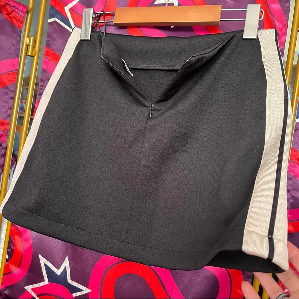 NWT Palm Angels Stripe Detail Track Mini Skirt Pockets Black Off White Authentic - Picture 10 of 16